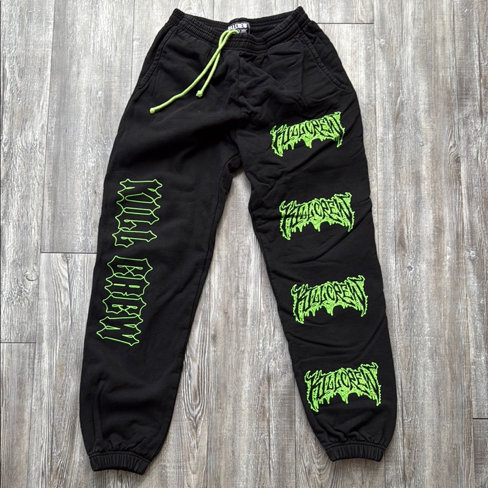 KILL CREW HEAVYWEIGHT LUX "METAL" SWEATPANTS - BLACK / GREEN
